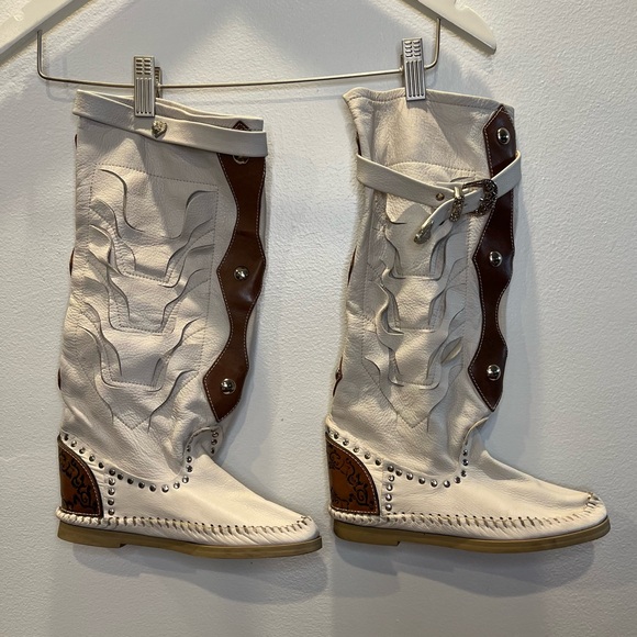 L’Artigiano di Riccione Italian Leather Western Boots Studded Boho Cowboy Sz 37 - Picture 4 of 14